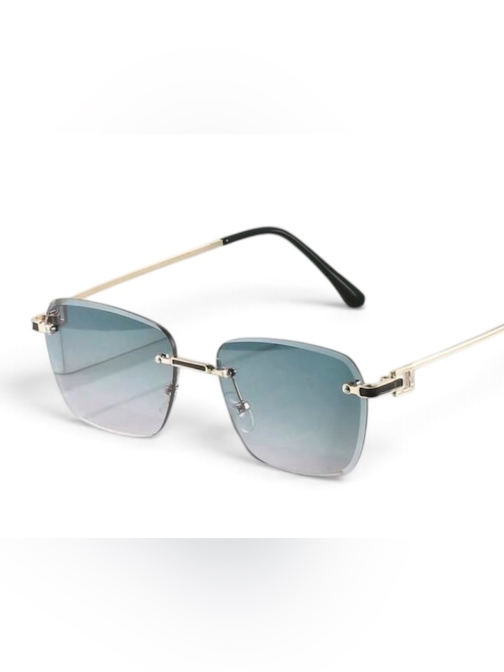 Rimless Green and Pink Gradient Sunglasses